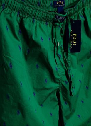 Мужские хлопковые брендовые пижамные штаны для сна и дома polo ralph lauren в зеленом цвете размер l4 фото