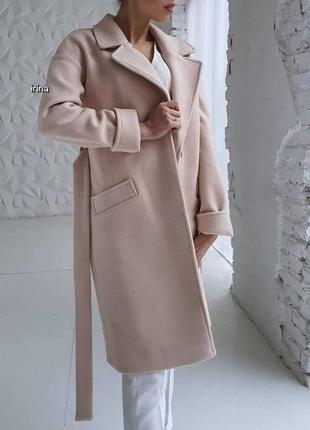 Жіноче кашемірове пальто на підкладці з поясом7 фото