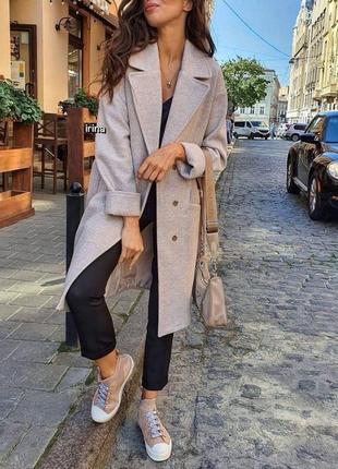 Жіноче кашемірове пальто на підкладці з поясом8 фото