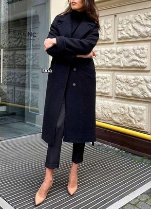 Жіноче кашемірове пальто на підкладці з поясом10 фото
