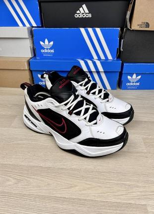 Кроссовки nike air monarch мужские белые кожаные черные 46