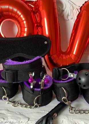 Набор для пары, аксессуары, наручники, #кляп, плетка