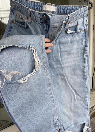 Mom мом джинсы высокая посадка рваные topshop4 фото