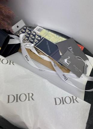 Сумка шкіряна christian dior blue / beige6 фото