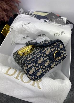 Сумка шкіряна christian dior blue / beige3 фото