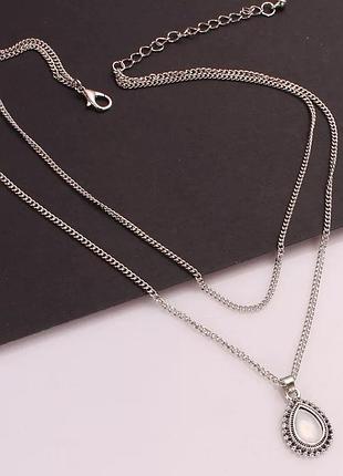 Многоярусное колье под серебро цепочка чокер ожерелье винтаж подвеска кулон
