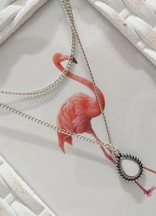 Многоярусное колье под серебро цепочка чокер ожерелье винтаж подвеска кулон