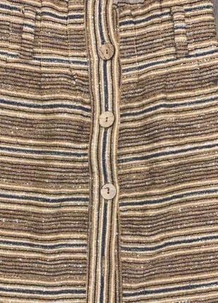 Стильная хлопковая юбка в полоску на пуговицах с завышенной талией zara, 44,s.2 фото