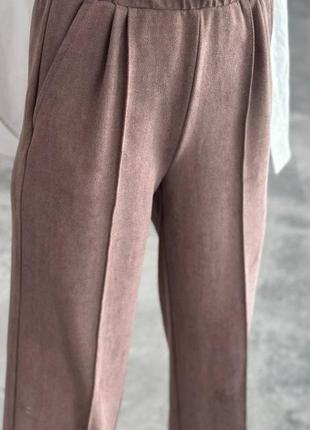Женские замшевые свободные брюки палаццо6 фото