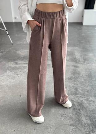 Женские замшевые свободные брюки палаццо8 фото