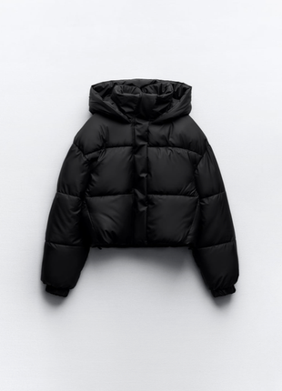 Базовая теплая черная ветрозащитная укороченная куртка zara