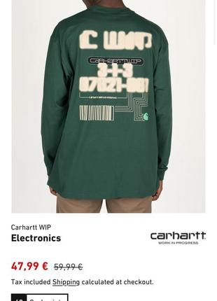 Новая футболка - лонгслив carhartt electronics t-shirt longsleeve из последних коллекций5 фото