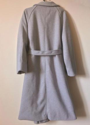 Новое полушерстяное светло-серое пальто-халат (размер 40-44)3 фото