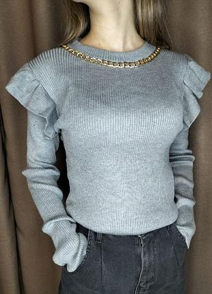 Женская кофточка с воланами и цепочкой 2 цвета