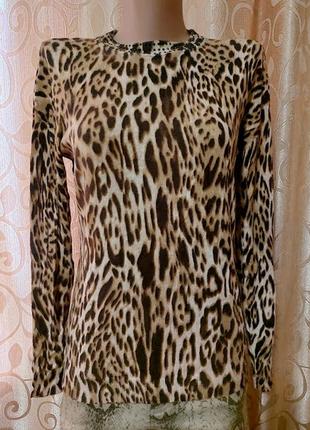🧡🧡🧡красивая женская трикотажная леопардовая кофта, джемпер zoe+phoebe🧡🧡🧡2 фото