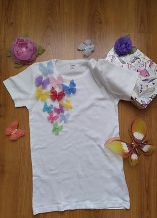 Нежнейшая и оригинальная футболка с бабочками ручной работы, футболка з метеликами