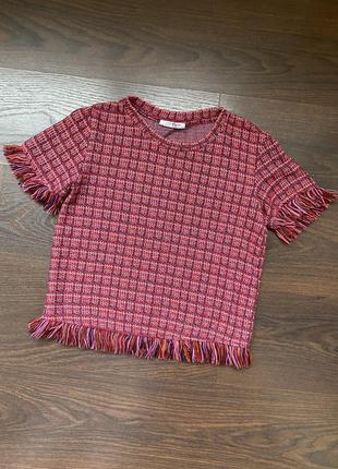 Твидовая футболка с бахромой от zara