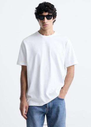 Біла плотна футболка zara s