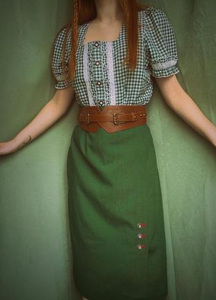 Австрийская юбка yessica баварская юбка зеленая винтажная винтаж в винтажном стиле с пуговицами меди8 фото