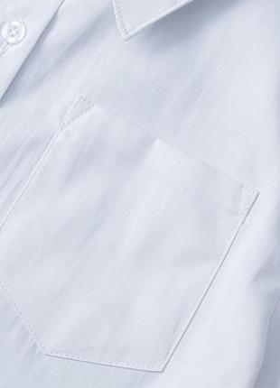 Дитяча сорочка біла однотонна 7302 білосніжна рубашка з коротким рукавом класична форма у школу3 фото