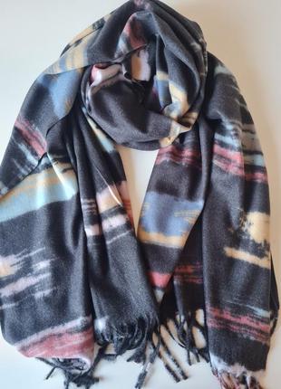 Кашемировый шарф, цвет темно-серый3 фото