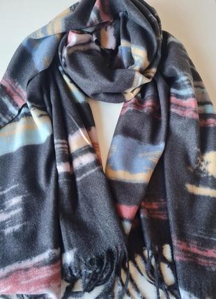 Кашемировый шарф, цвет темно-серый4 фото