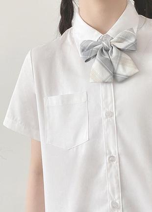 Дитяча сорочка біла однотонна 7302 білосніжна рубашка з коротким рукавом класична форма у школу6 фото