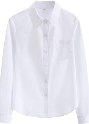 Дитяча сорочка біла однотонна 7302 білосніжна рубашка з коротким рукавом класична форма у школу10 фото