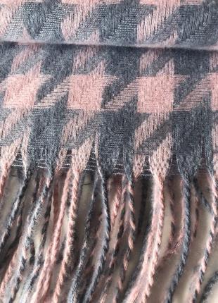 Кашемировый шарф розово-серый3 фото