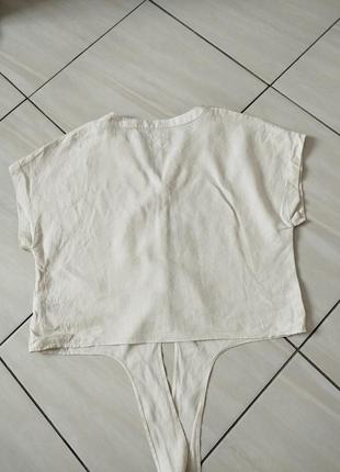 Рубашка бежевая льняная с завязками f&amp;f5 фото