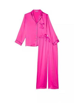 Роскошная сатиновая шелковая пижама рубашка+брюки victoria’s secret, оригинал!