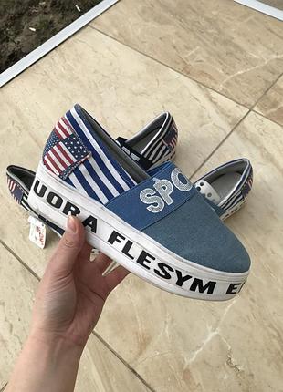 Слипоны джинсовые