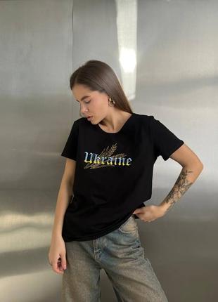 Футболка оверсайз україни 💛💙 напис та малюнок вишиті‼️2 фото