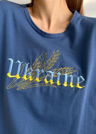 Футболка оверсайз україни 💛💙 напис та малюнок вишиті‼️9 фото