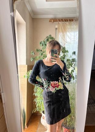 Чорна сукня з вишивкою. вишиванка. квіти5 фото