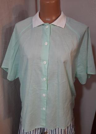 Винтажная мятная блуза3 фото