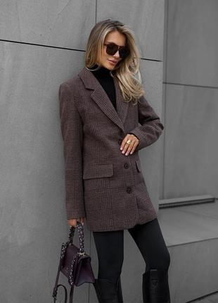 Стильное пальто oversize, коричневого цвета, размер 42-46