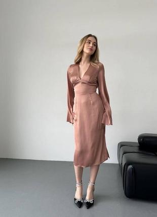 Розкішна шовкова сукня міні афродіта стильне плаття з відкритою спиною з бантом