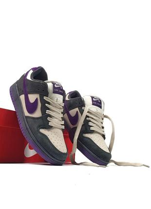 Кроссовки кожа + замша nike sb dunk grey purple5 фото