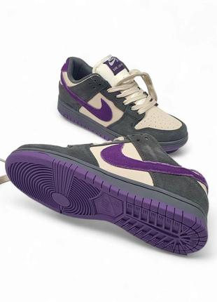 Кроссовки кожа + замша nike sb dunk grey purple6 фото