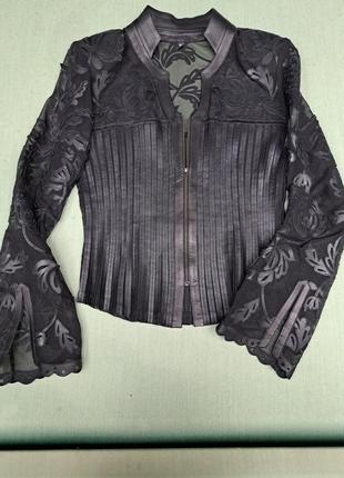 Блузка - корсет из натуральной кожи на тончайшей сеточке. xs розмір.3 фото