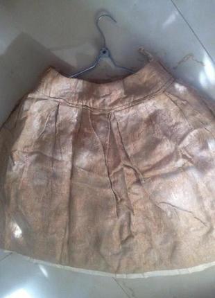 Стильная кремово золотистая с отливом пышная юбка из парчи с-м,44-46