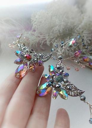 Эльфийская диадема тиара корона розовый персиковый ав обруч налобный аксессуар...