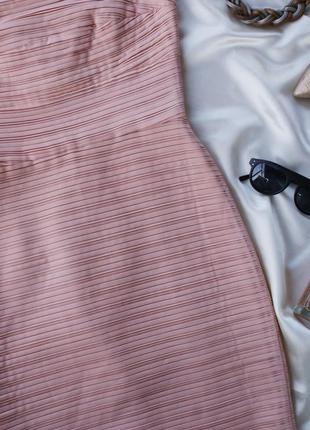 Брендовое бежевое платье бюстье футляр от mango3 фото