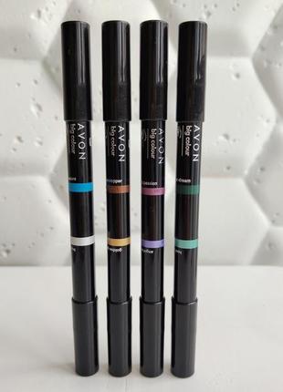 Двухсторонний карандаш тени для век глаз эйвон big colour green bream copper plum passion mist blue azure frosted ice golden glamour