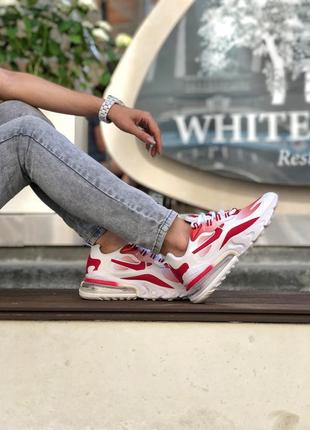 Крутые женские кроссовки nike air max 270 react белые с красным7 фото