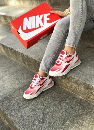 Крутые женские кроссовки nike air max 270 react белые с красным4 фото