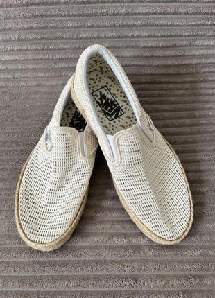 Женские мокасины слипоны vans espadrille бежевые 37размер