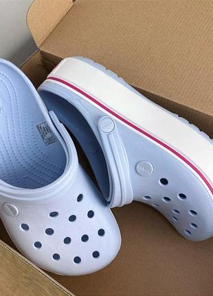 Жіночі крокси сабо crocs crocband platform blue white лілер продажів3 фото