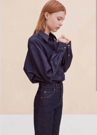 Uniqlo коттоновая рубашка оверсайз/рубашка деним
